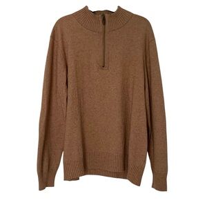 Raffi Shaya Men’s XL Tan Brown Cotton Cashmere Wool Blend Quarter Zip Sweater
